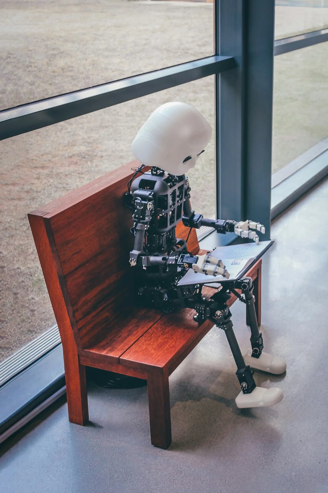 Robot standing on a table