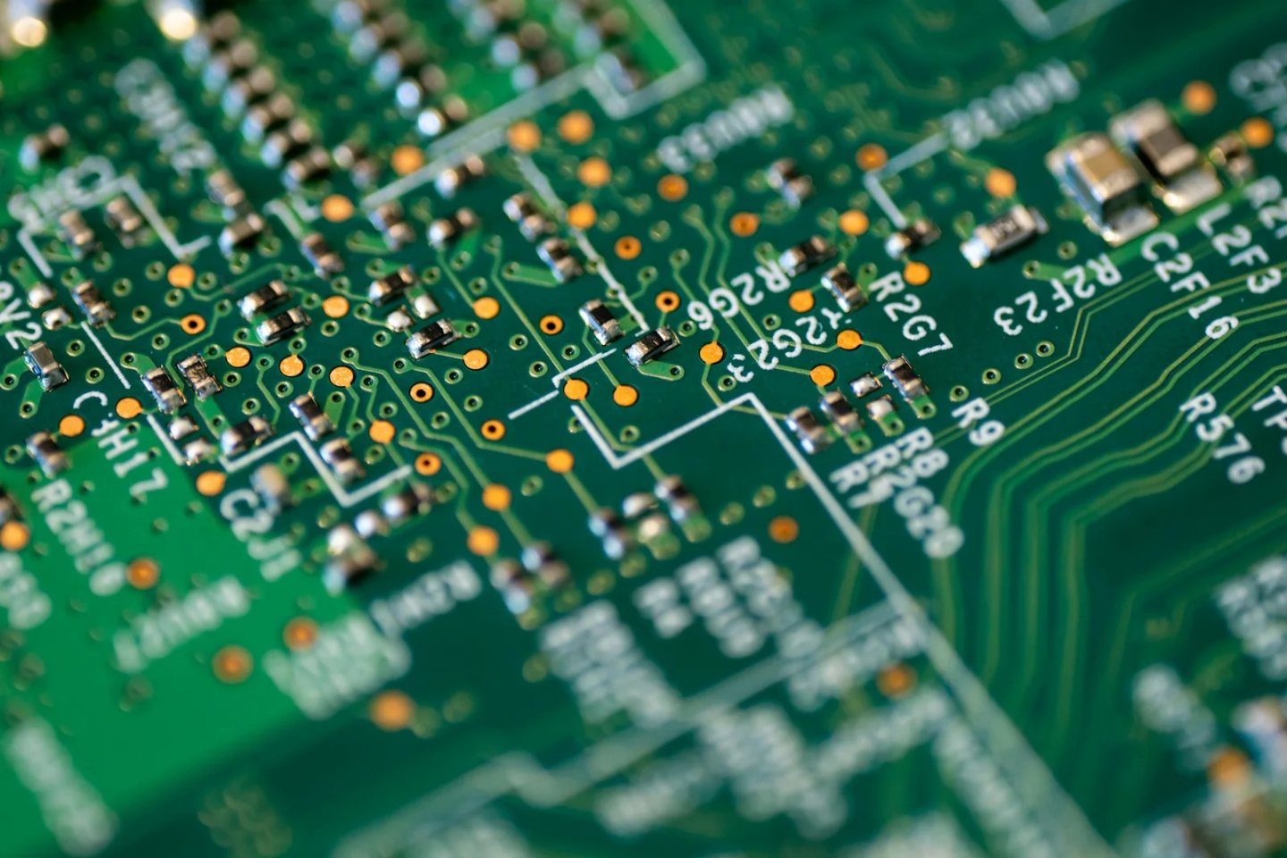Close-up of a green circuit board